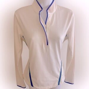 EP Pro Tech Quarter Zip Top - S white , blue , polyester spandex